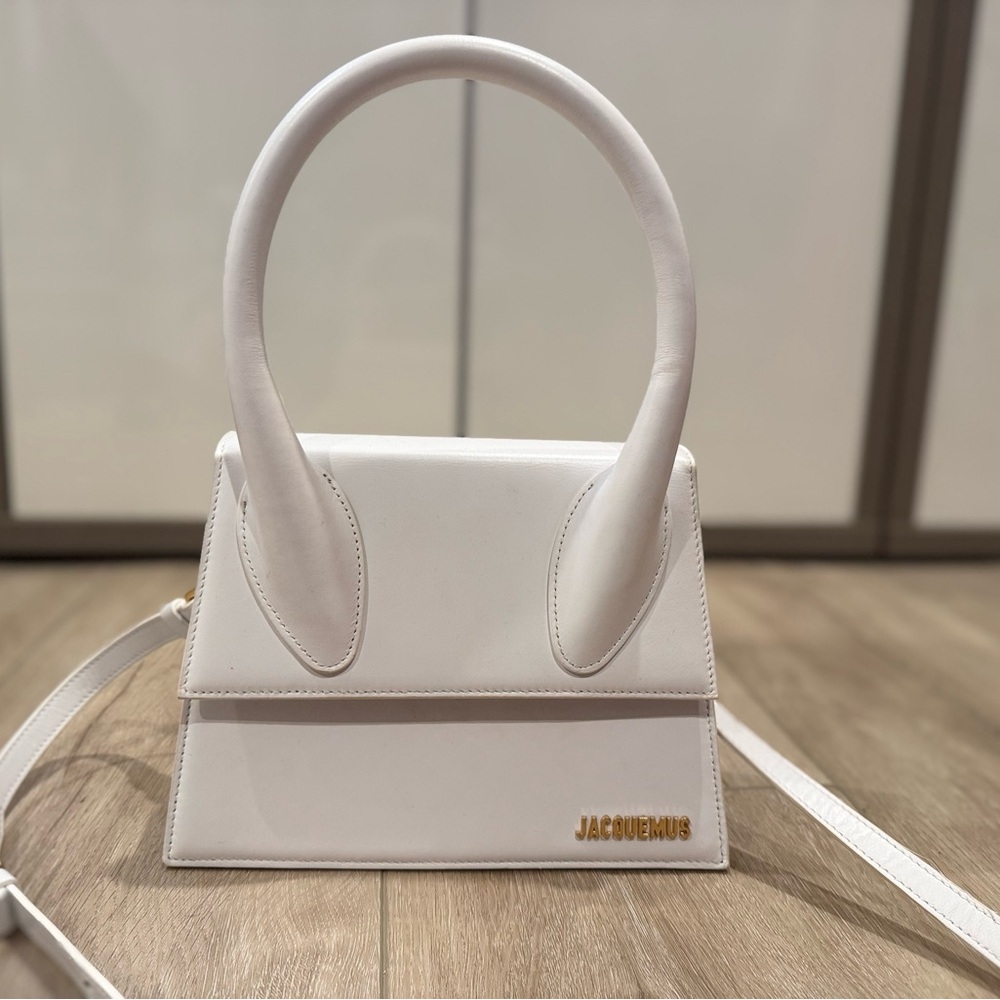 Jacquemus White Mini Bag with Crescent Shape and Arched Handle
